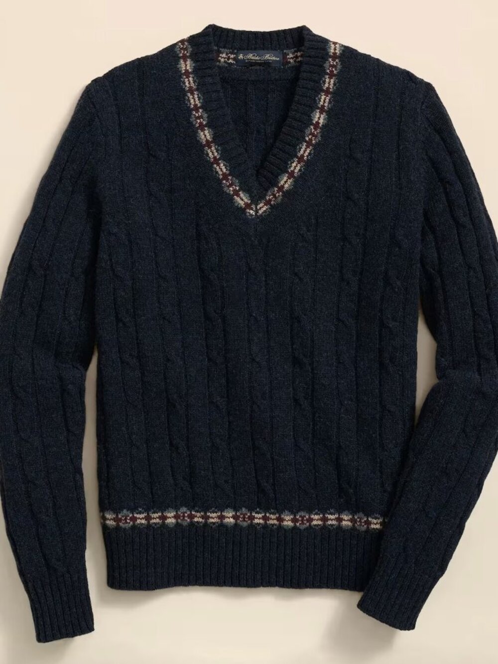 Brooks Brothers Wool Navy V-Neck Sweater in Medium